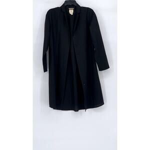 HARFORD Women's Black Wool Button-Up Long Sleeve Long Coat SZ 3